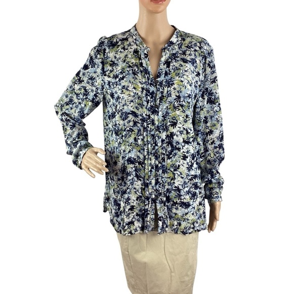 J. Jill Tops - J.Jill Floral Button Front Blouse Blue Multi Size M